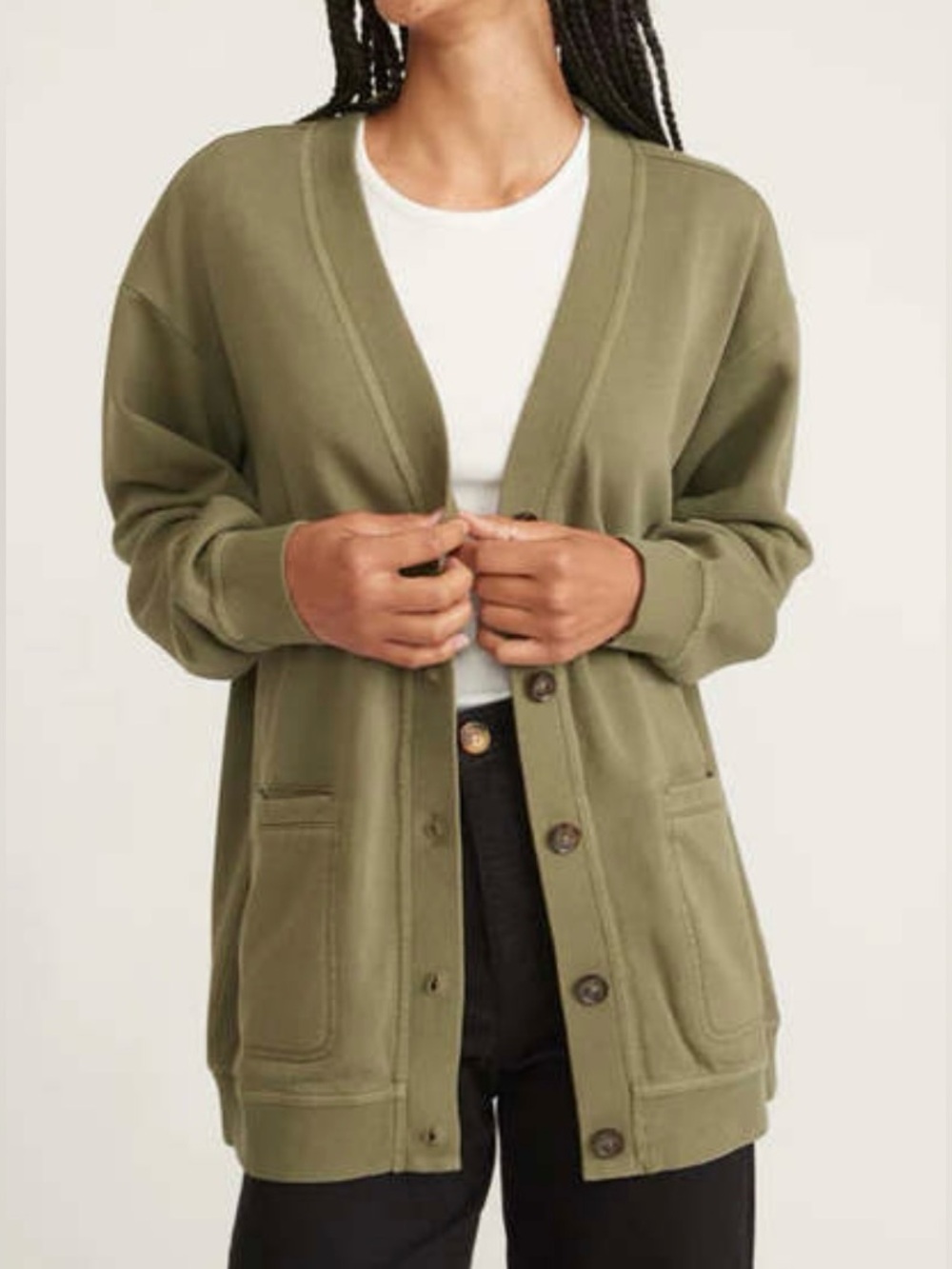 Marine Layer Olive Green Button Front Oversized Cardigan - Size XS